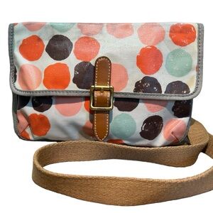 Vintage Fossil Small Coated Canvass Crossbidy